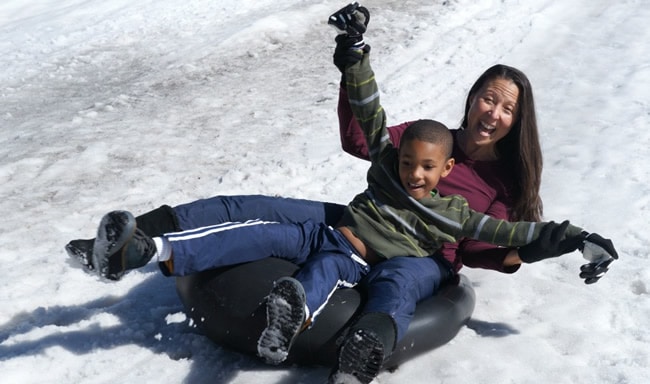 Snow play near American River Resort