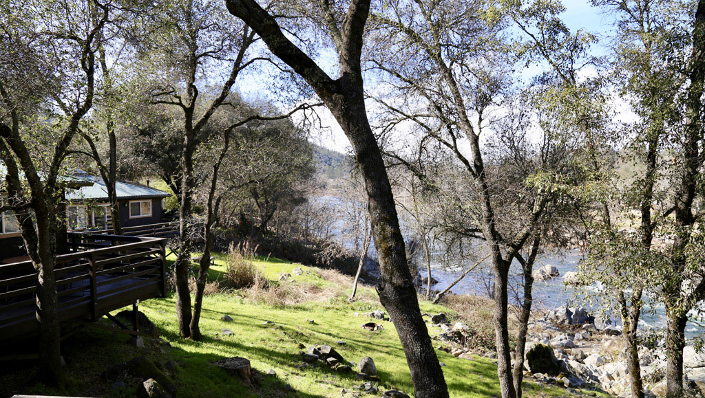 Riverfront cabins on the American River in the historic town of Coloma
